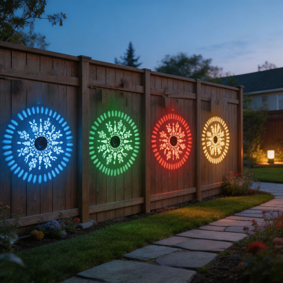 New cross-border solar outdoor wall light with Christmas elements, courtyard projection light, snowflake Christmas tree garden wall light Velumoza