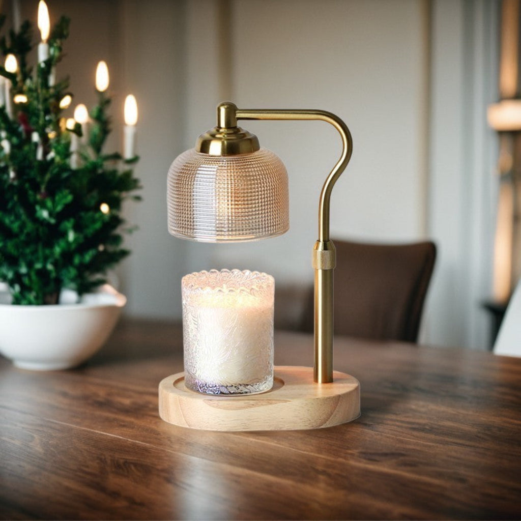 Telescoping Candle Warmer Table Lamp with Timer Dimmer & Glass Dome Velumoza