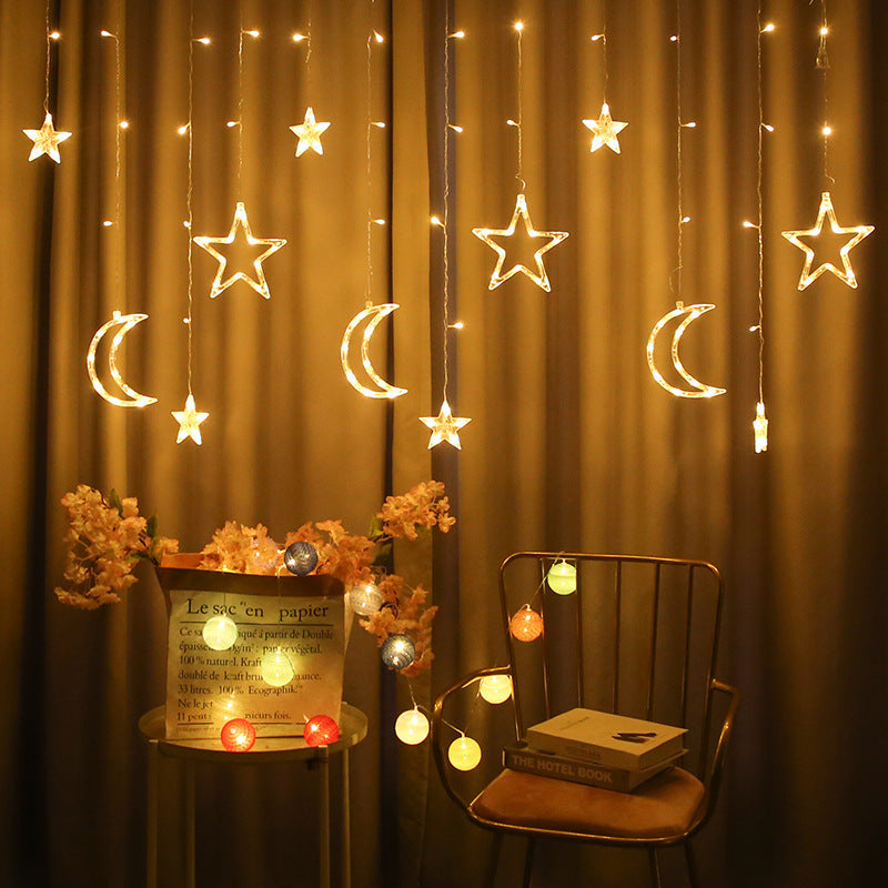 Cross-Border Led Starry Christmas Decorative Curtain Lights Outdoor Decorative Star Lights Wedding Room Decoration Colorful Light Strings Velumoza