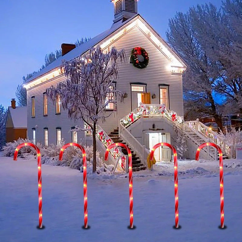 Cross-Border New Solar Christmas Cane Light Led Light Outdoor Courtyard Light One to Five Plug-In Cane Christmas Light Velumoza