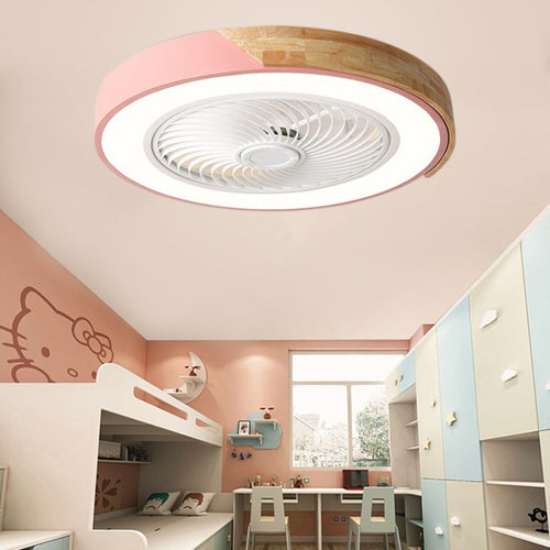 Macaron Compact Ceiling Fan with Wood Trim, 19.7" LED, 6 Colors Velumoza