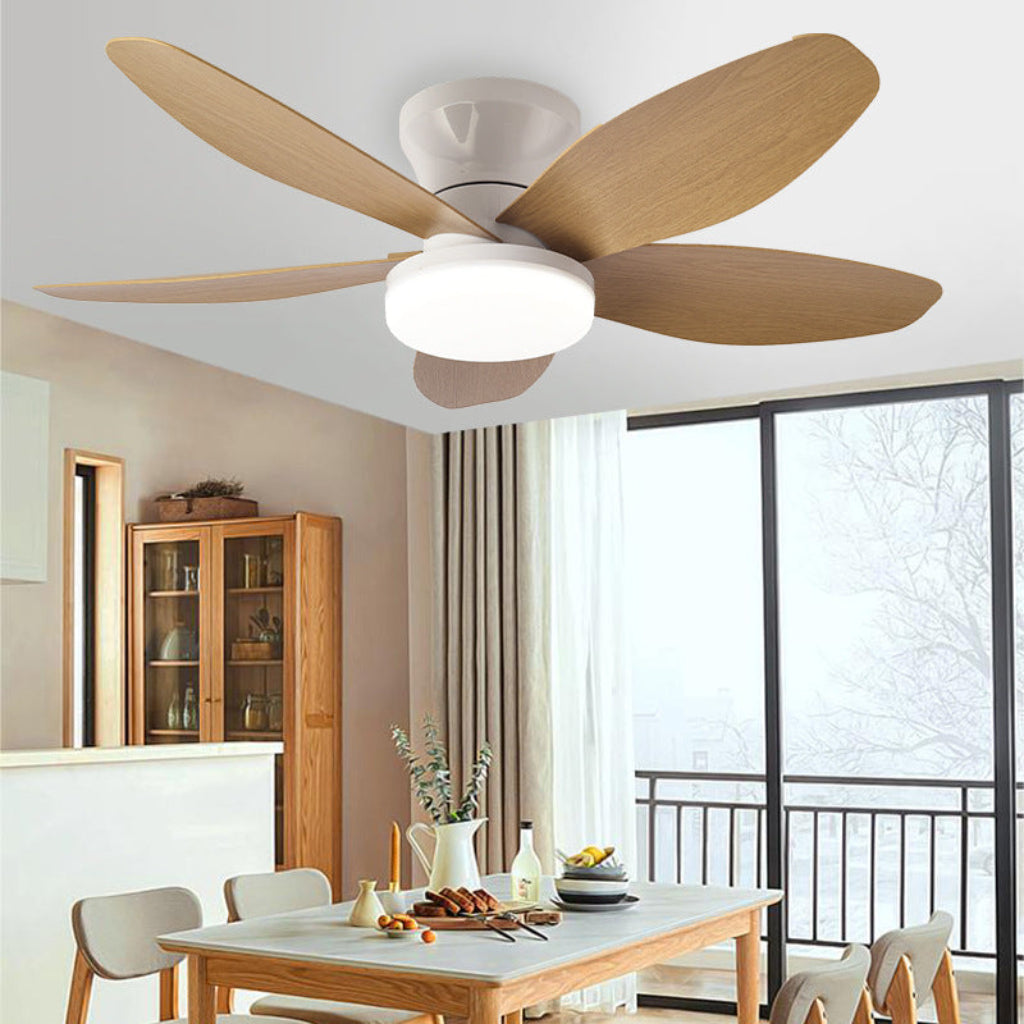 5-Blade Bedroom Ceiling Fans, 25"/36"/42", Dimmable LED, Remote Velumoza