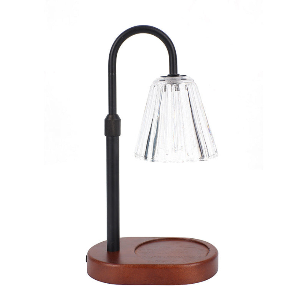 Candle Warmer Table Lamp with Timer, Ribbed Glass & Adjustable Height Velumoza