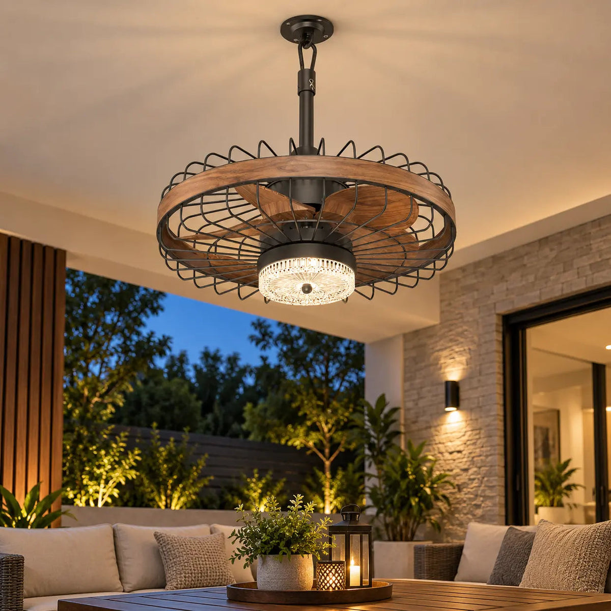Outdoor Ceiling Fan with LED Light – 110V Waterproof Smart App & Remote Control Patio Fan for Balcony, Garden, Gazebo Velumoza