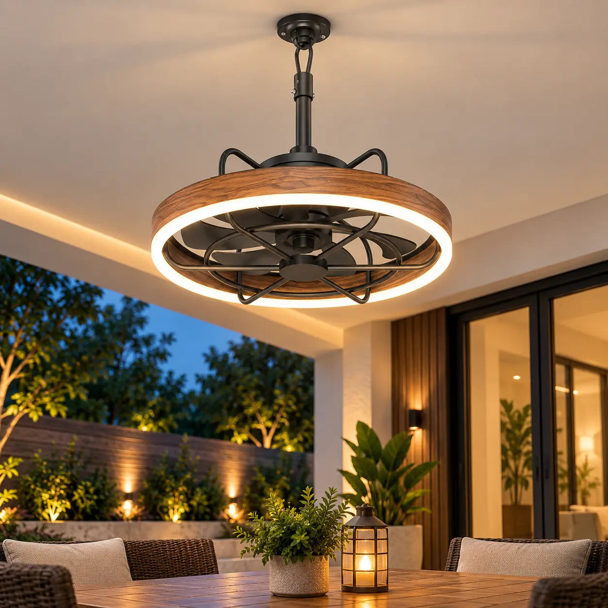 Outdoor Ceiling Fan with LED Light – 110V Waterproof Smart App & Remote Control Patio Fan for Balcony, Garden, Gazebo Velumoza