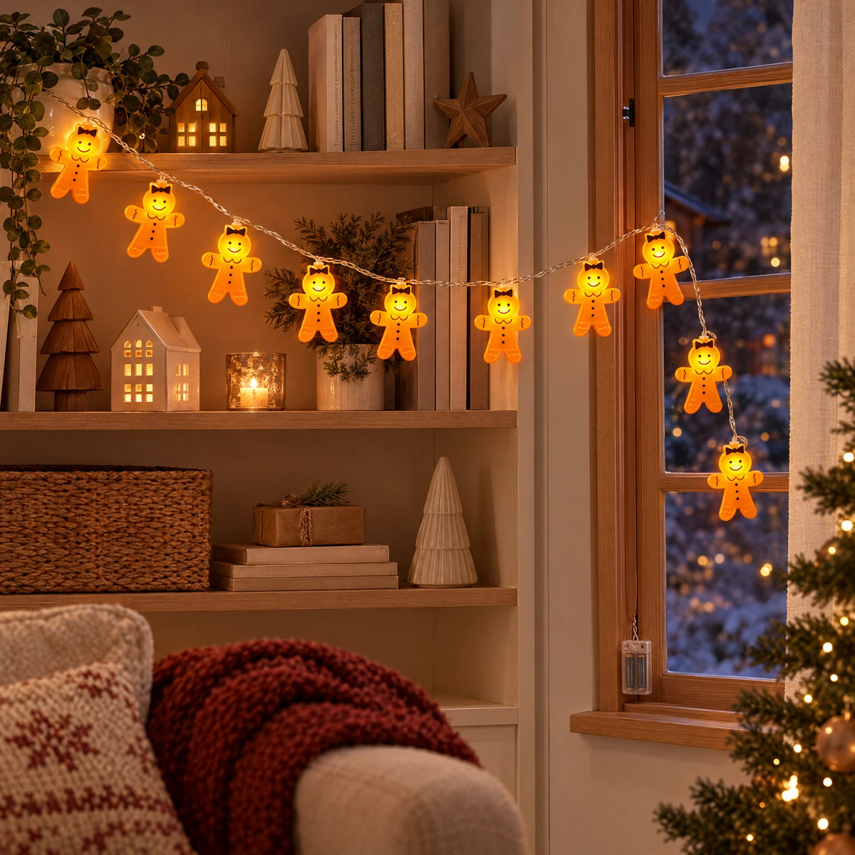 Gingerbread Man Christmas String Lights - 62.99 in