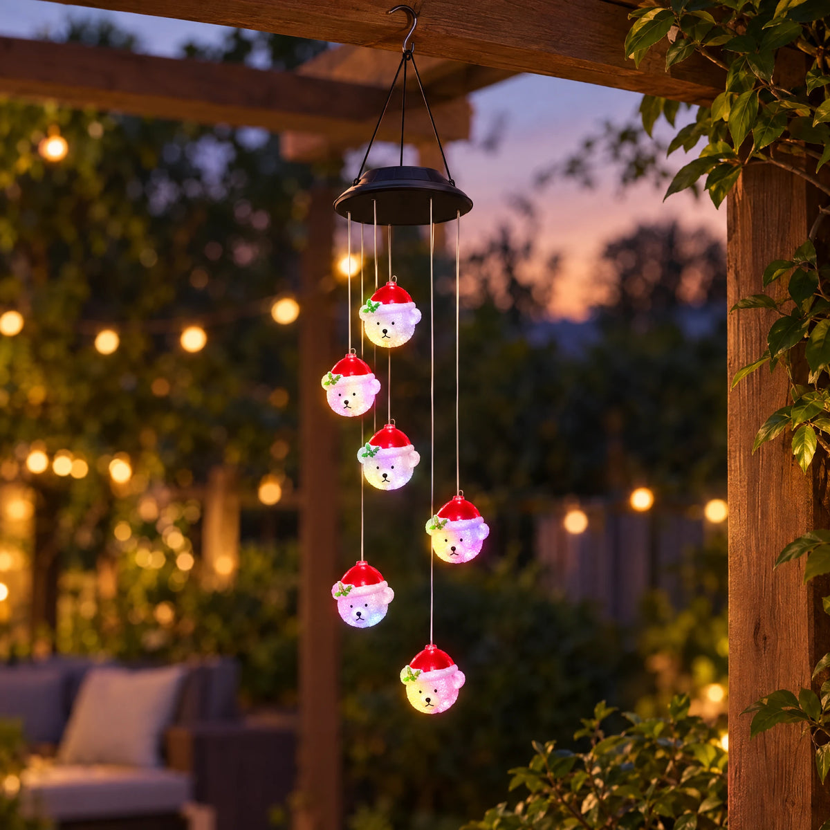 Solar Christmas Wind Chime Lights - Sleeping Bear