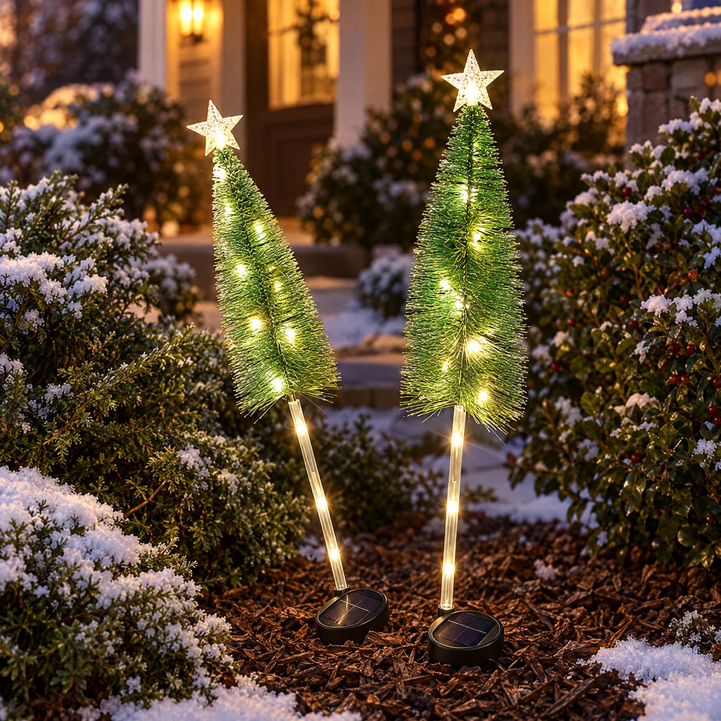 Solar Christmas Tree Yard Stakes - Warm White