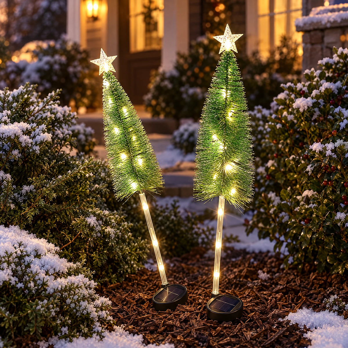 Solar Christmas Tree Yard Stakes - Warm White