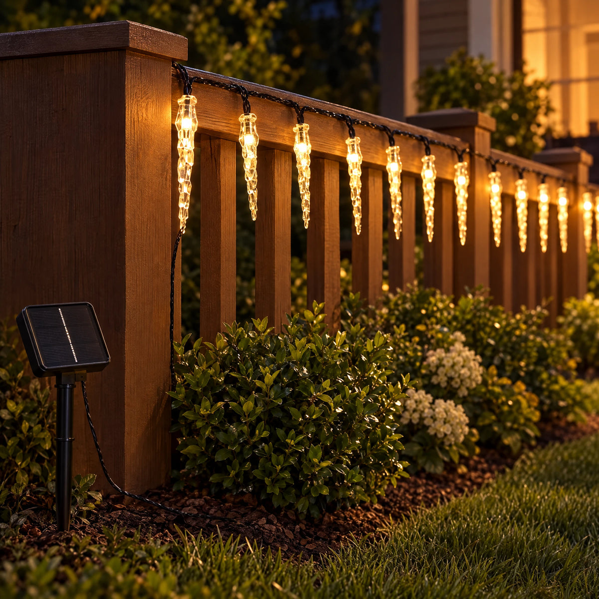 Solar Icicle Lights - Warm White 204.72 in