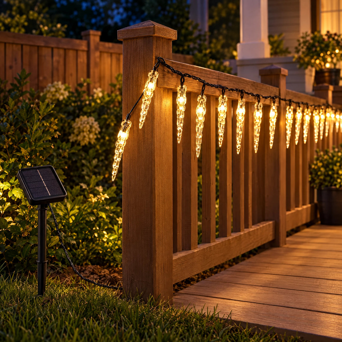 Solar Icicle Lights - Warm White 295.28 in