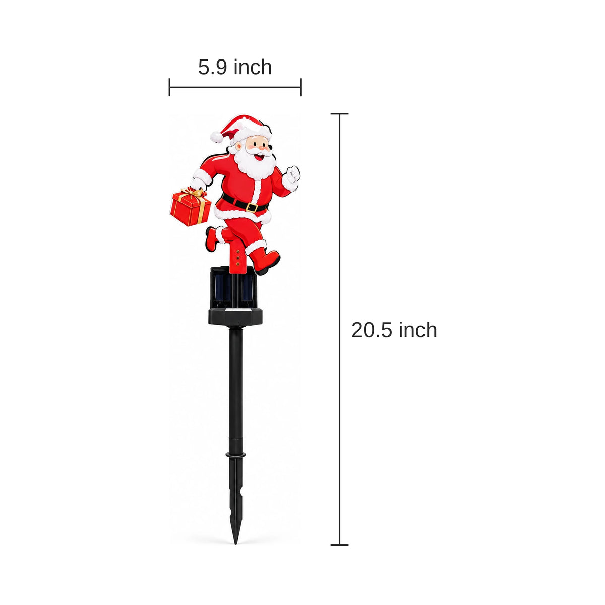 Solar Santa Claus Yard Stake - dimensions