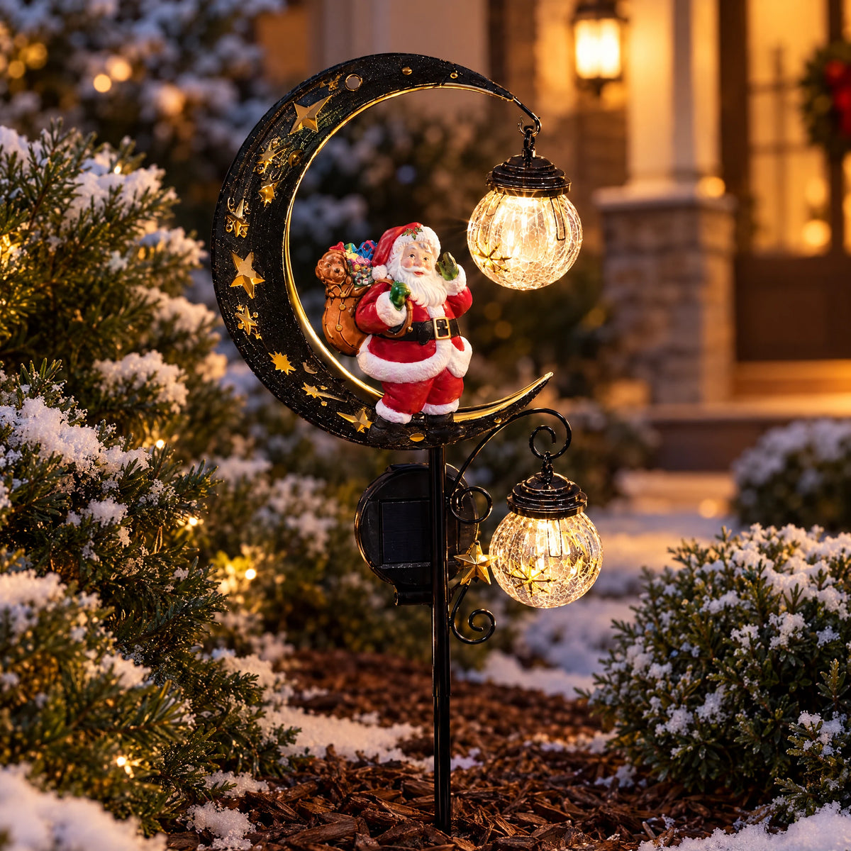Solar Moon Garden Stake - santa