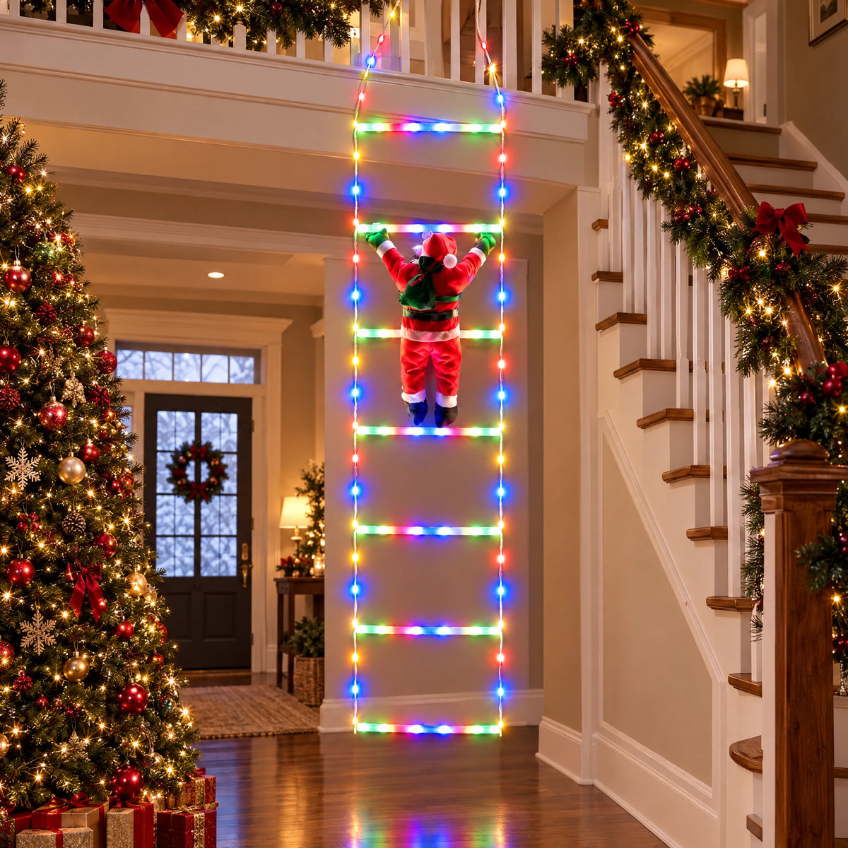Climbing Santa LED Ladder Light - Candy Ladder Multicolor 82.68 in