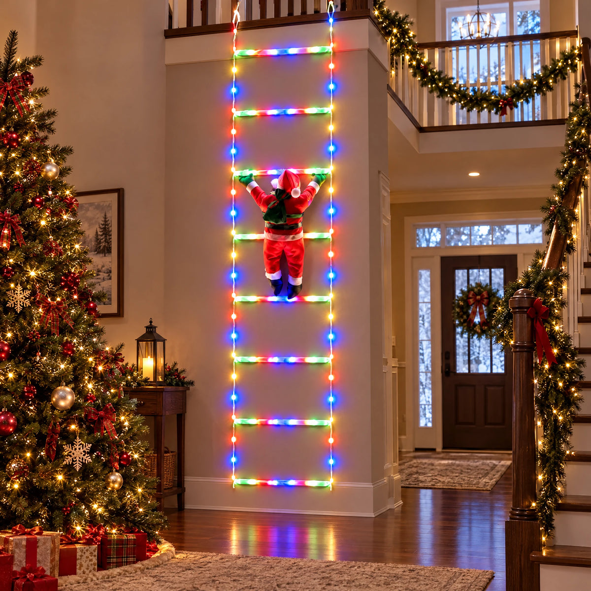 Climbing Santa LED Ladder Light - Candy Ladder Multicolor 110.24 in