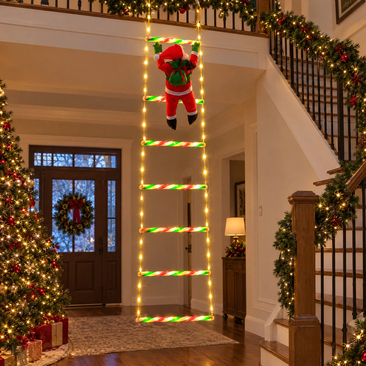 Climbing Santa LED Ladder Light - Candy Ladder Warm 82.68 in