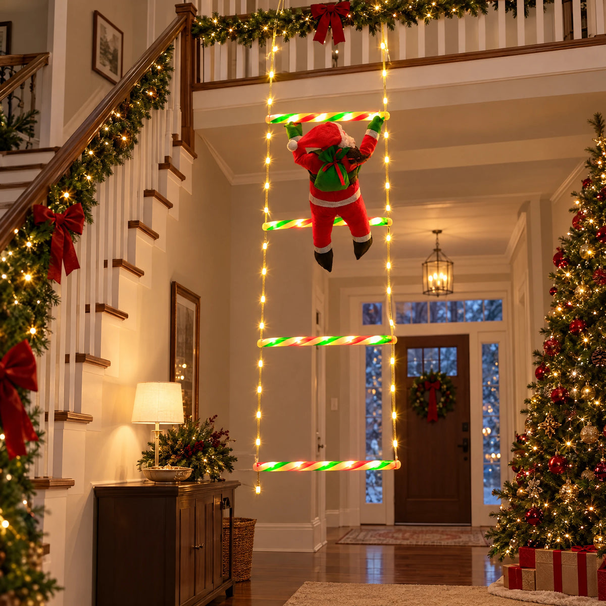 Climbing Santa LED Ladder Light - Candy Ladder Warm 110.24 in