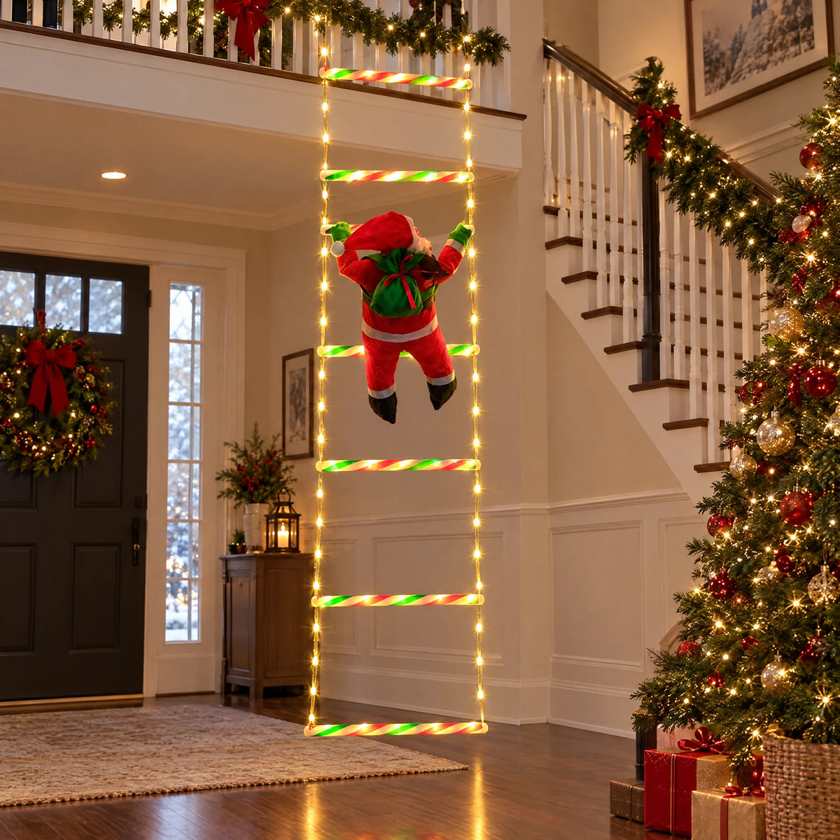 Climbing Santa LED Ladder Light - Candy Ladder Warm 122.83 in