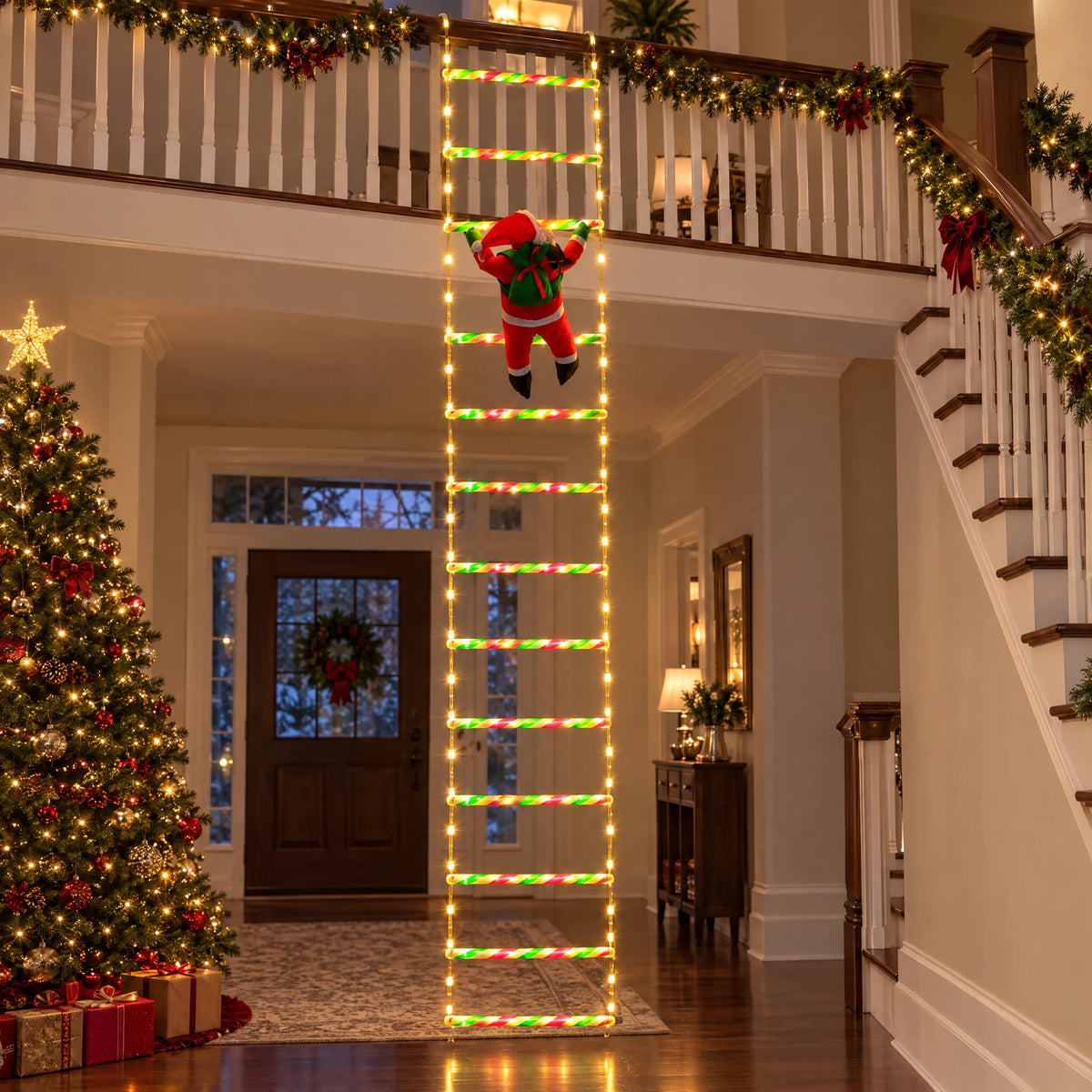 Climbing Santa LED Ladder Light - Candy Ladder Warm 163.78 in