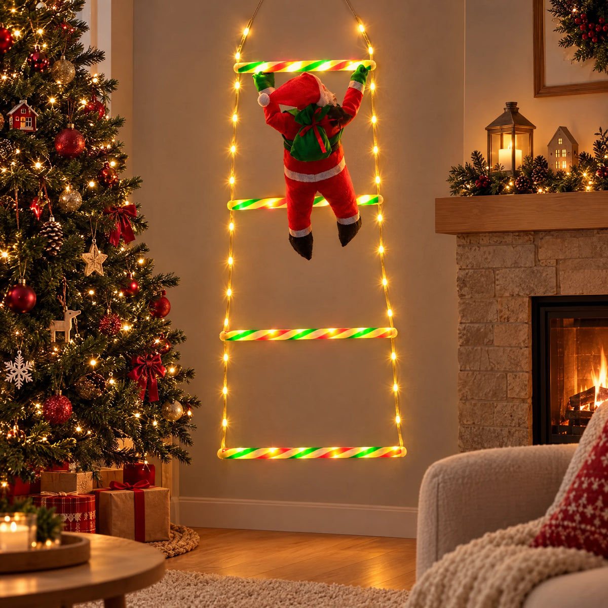 Climbing Santa LED Ladder Light
