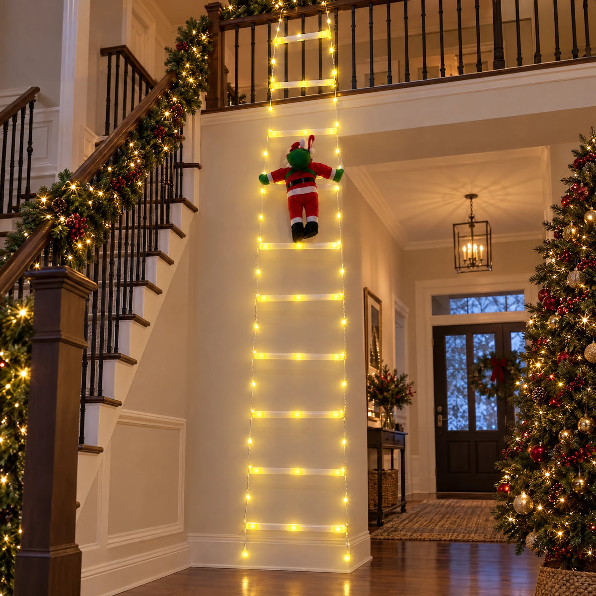 Climbing Santa LED Ladder Light - Milky White Ladder Warm 110.24 in