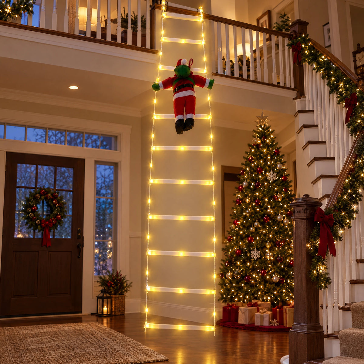 Climbing Santa LED Ladder Light - Milky White Ladder Warm 122.83 in