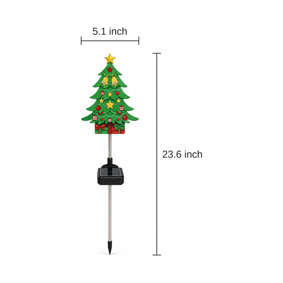 Solar Christmas Tree Stake Light - dimensions