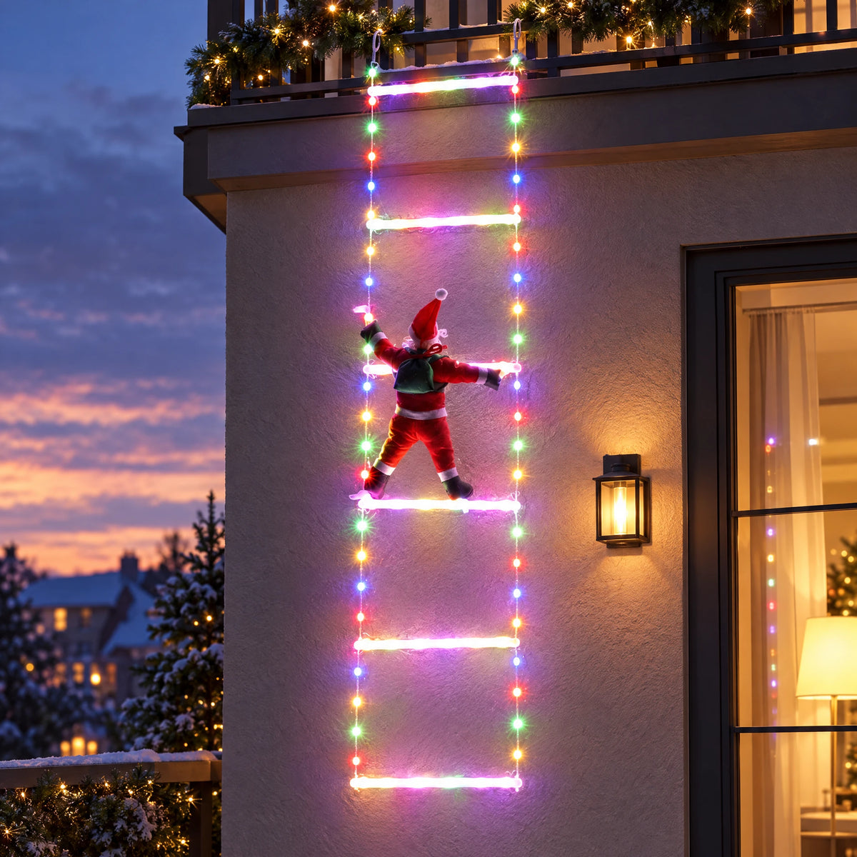 Santa Climbing LED Ladder Light - Multicolor 82.68 in