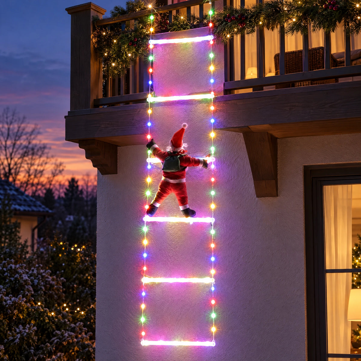 Santa Climbing LED Ladder Light - Multicolor 110.24 in