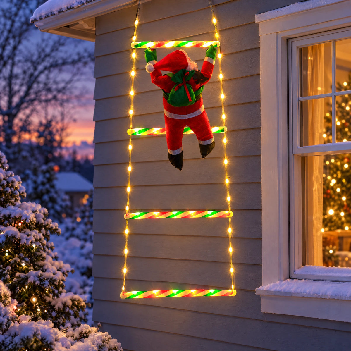 Santa Climbing LED Ladder Light