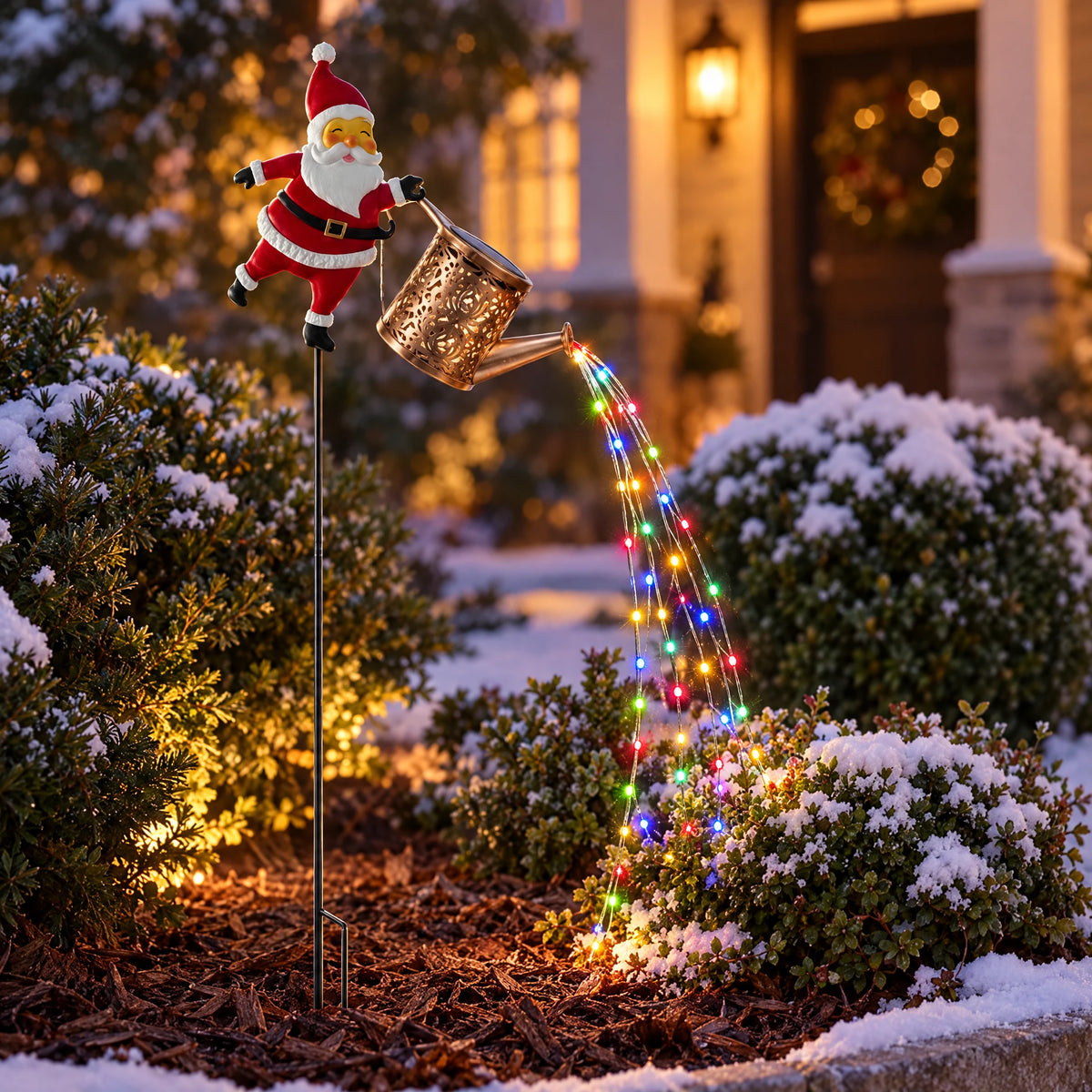 Santa Watering Can Solar Garden Stake - Single