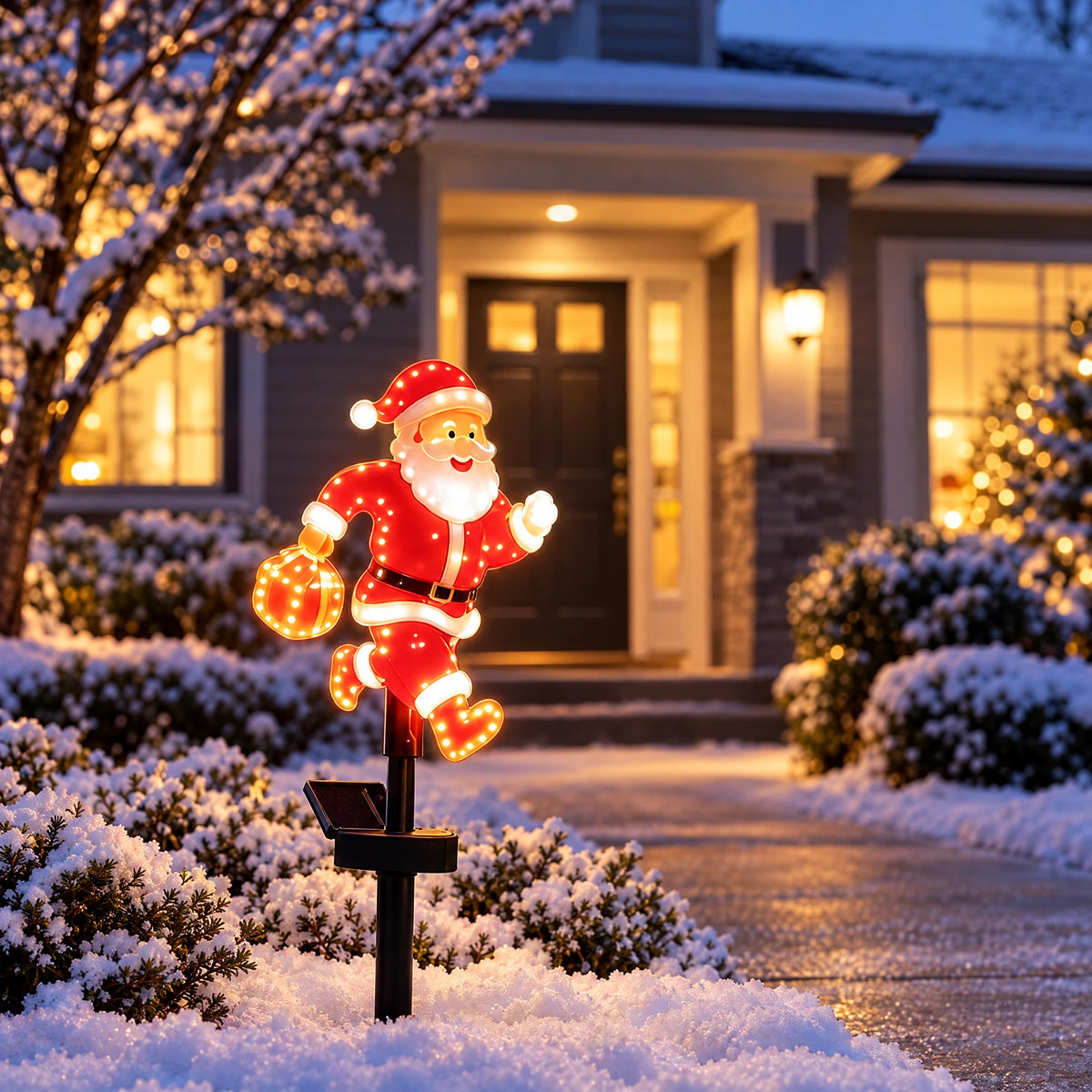 Solar Running Santa Stake Light