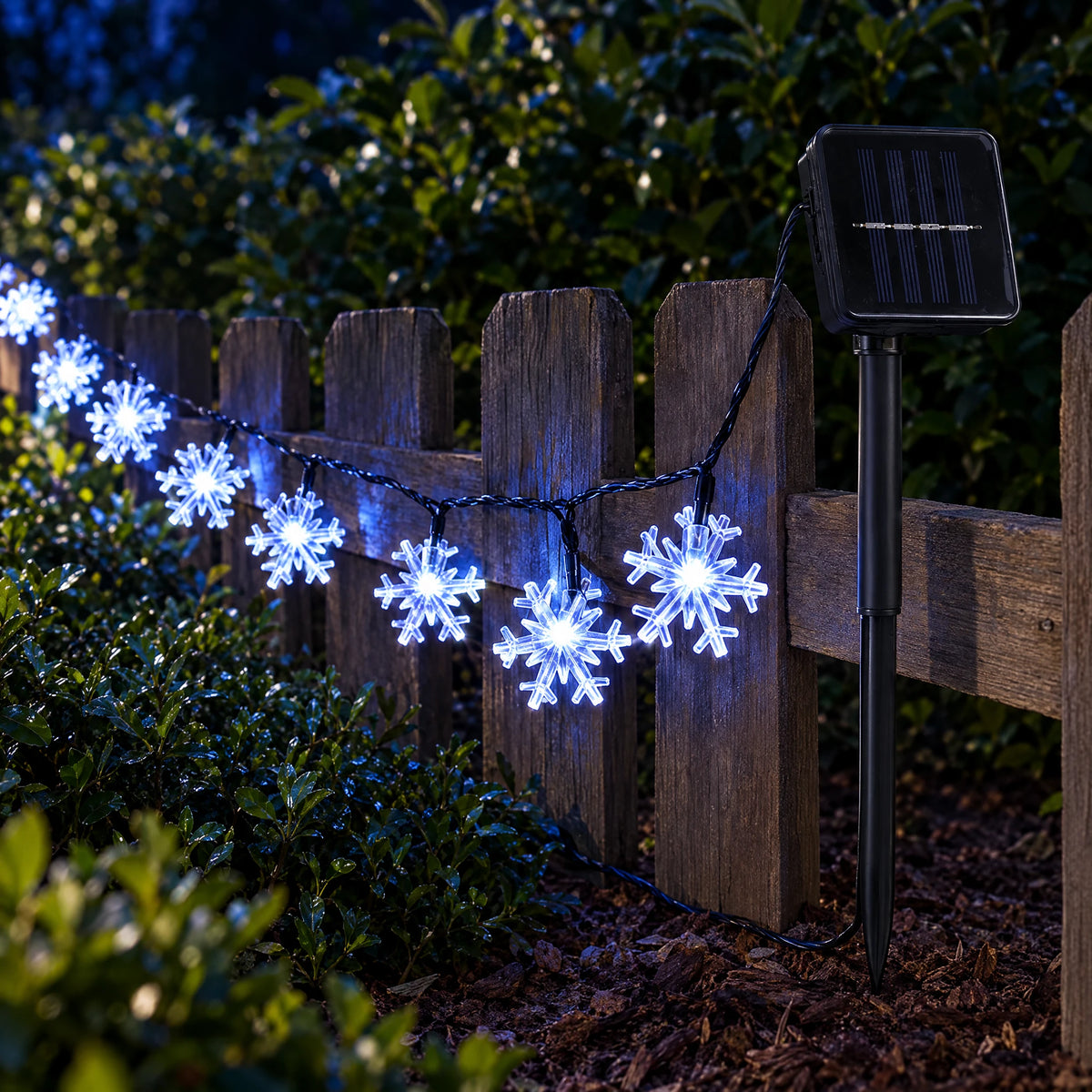 Solar Snowflake String Lights