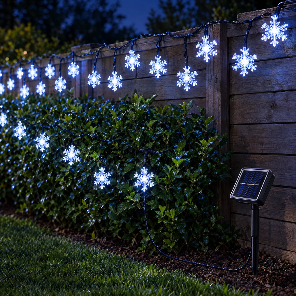 Solar Snowflake String Lights - Cool White 275.59 in 50 LEDs