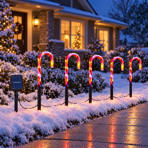 Candy Cane Stake Lights, Set of 5