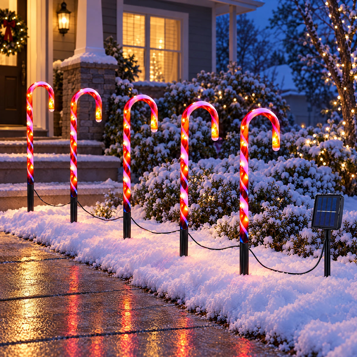 Candy Cane Stake Lights, Set of 5 - Solar 21.26 in