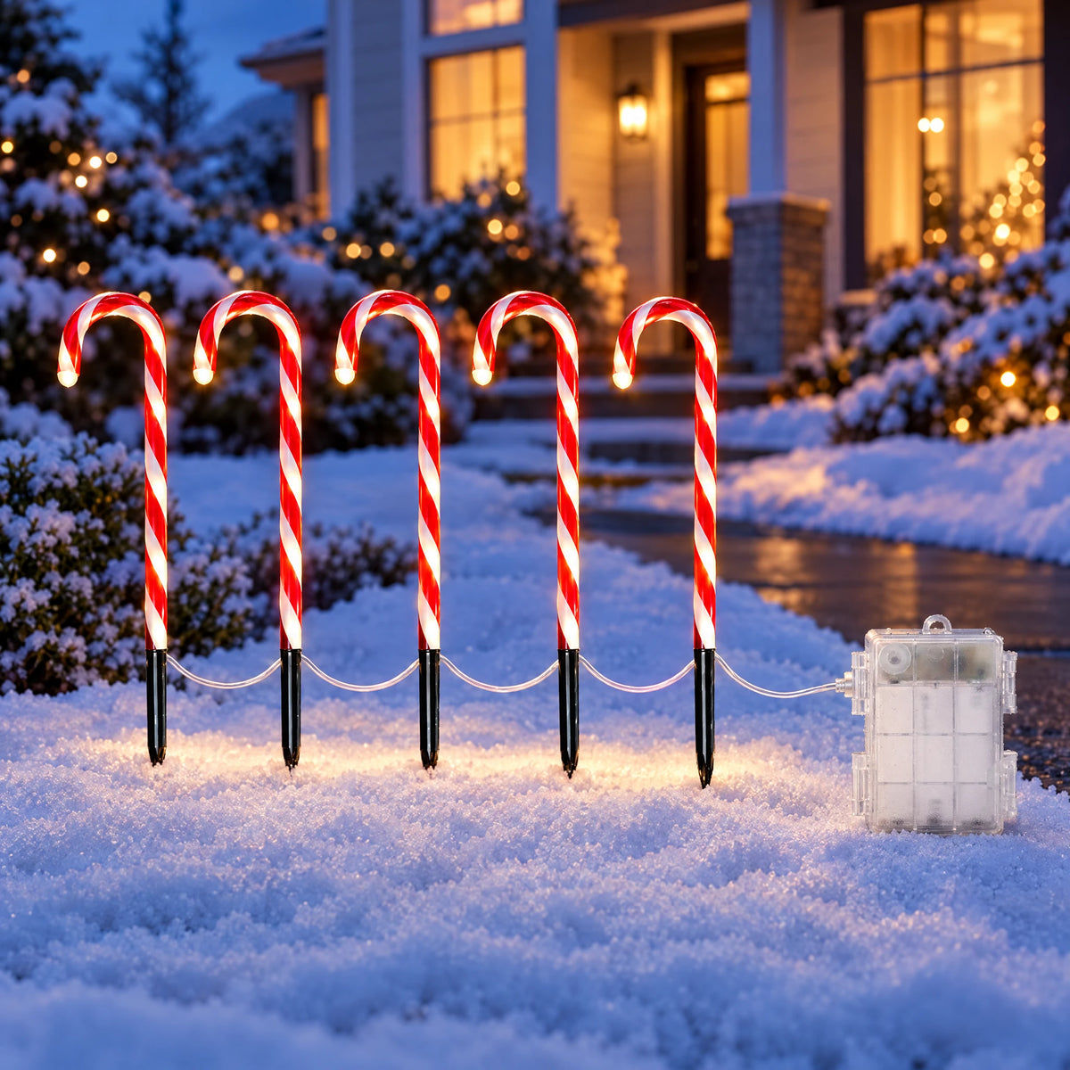 Candy Cane Stake Lights, 5-Pack - Battery Box