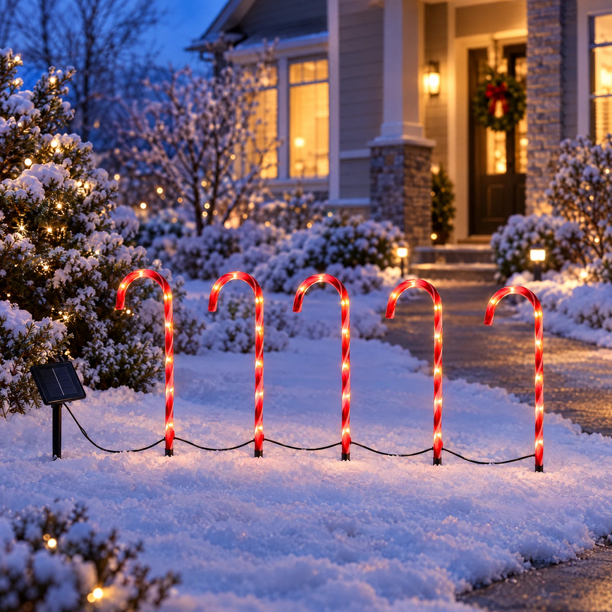Candy Cane Stake Lights, 5-Pack - Solar
