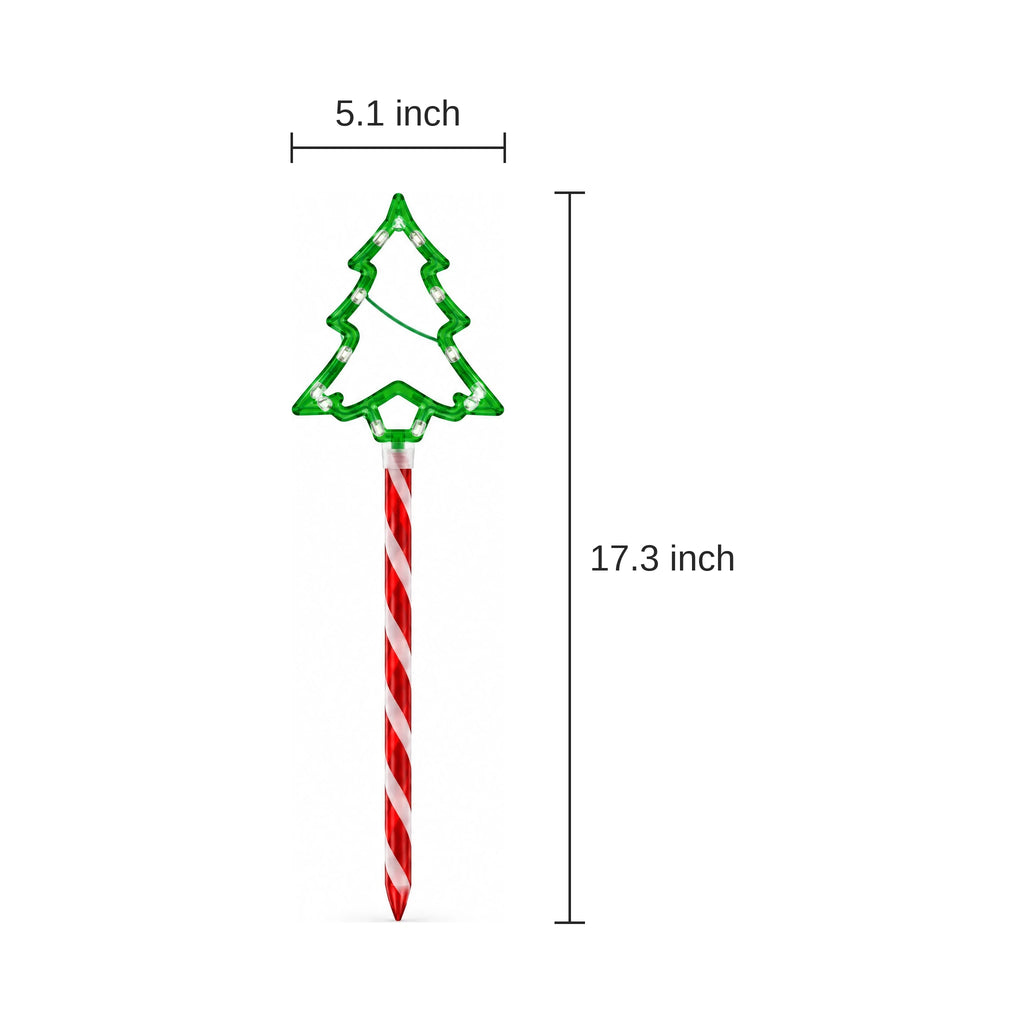 Solar Christmas Tree Outline Stakes, Set of 5 - dimensions