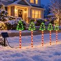 Solar Christmas Tree Outline Stakes, Set of 5