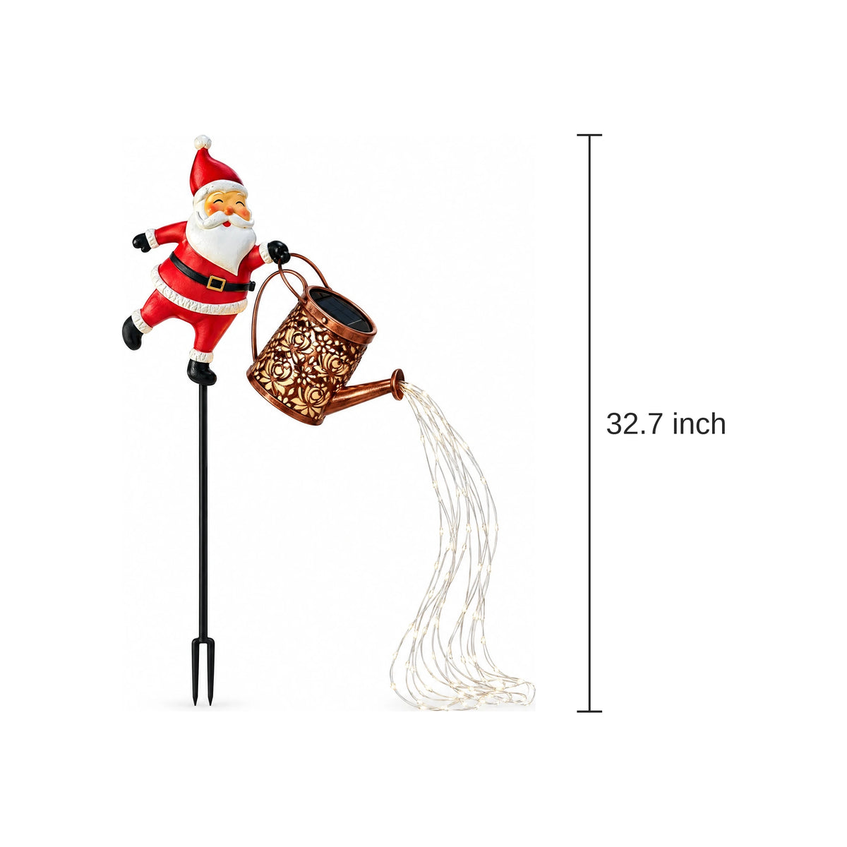 Santa Watering Can Solar Garden Stake - dimensions