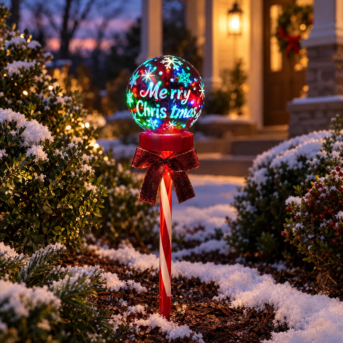 Merry Christmas Ball Solar Stake Light - Multicolor