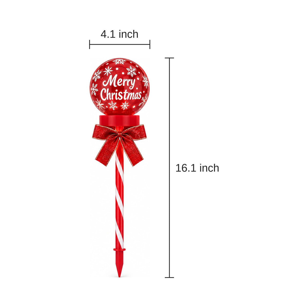 Merry Christmas Ball Solar Stake Light - dimensions