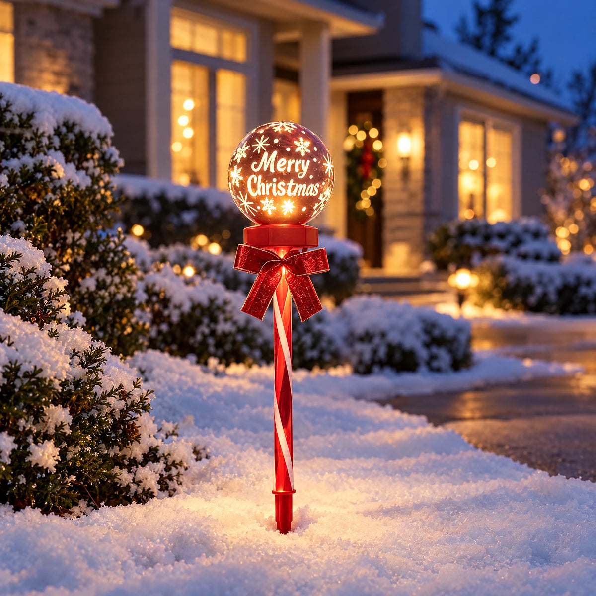 Merry Christmas Ball Solar Stake Light