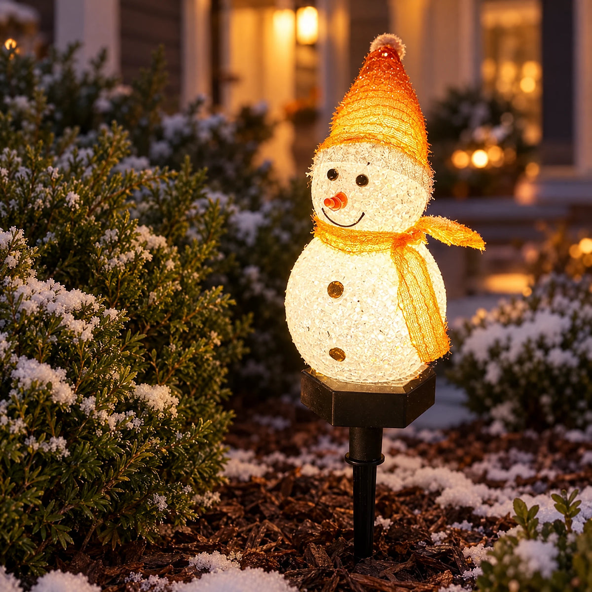 Solar Snowman Garden Stake - yellow