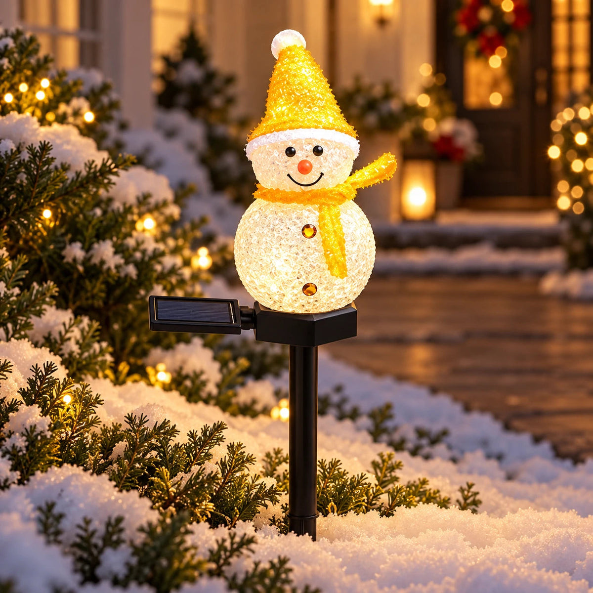 Snowman Solar Christmas Lights with Ground Stake, Auto On at Dusk Velumoza