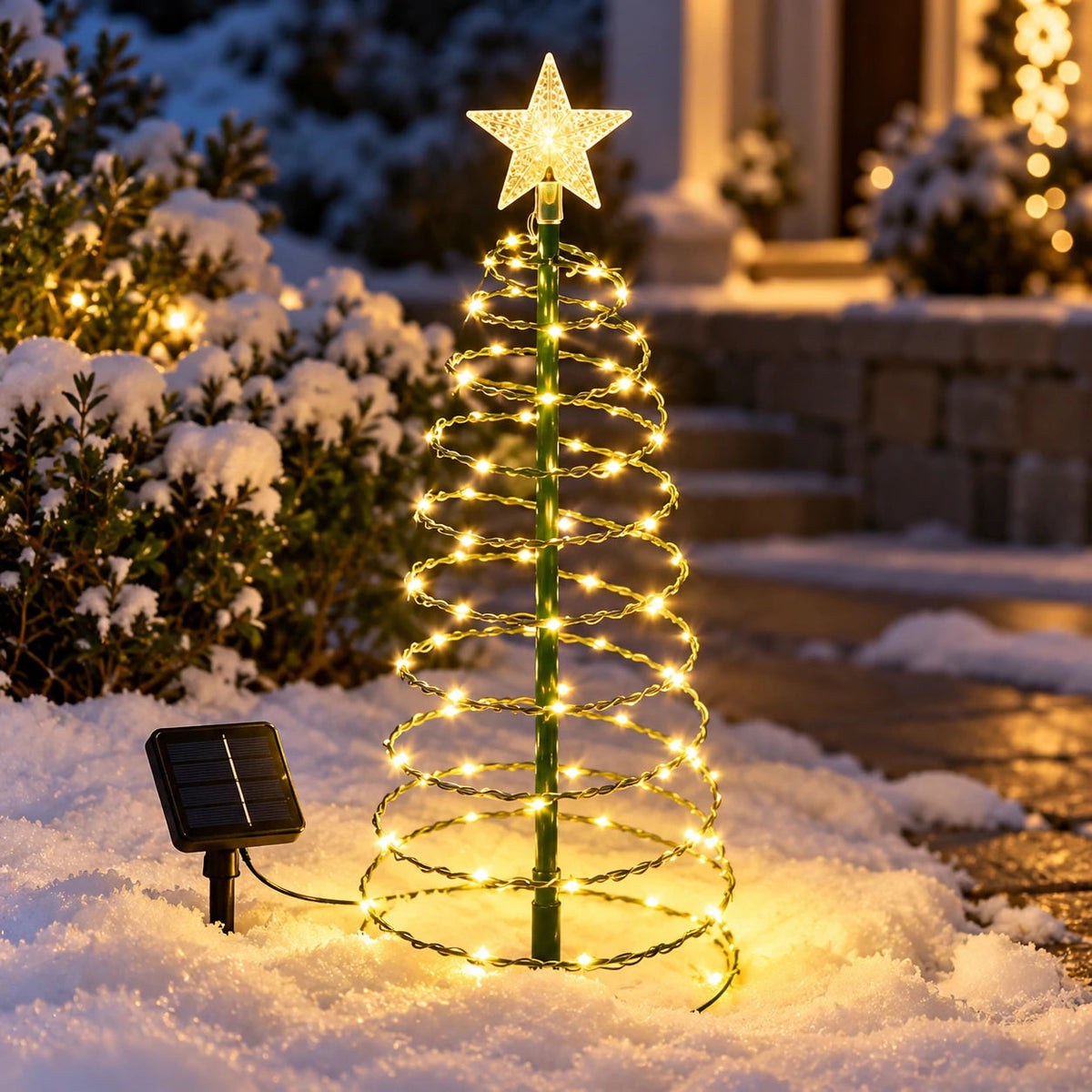 Spiral Christmas Tree Stake Light, Solar Christmas Lights, 3 Heights Velumoza