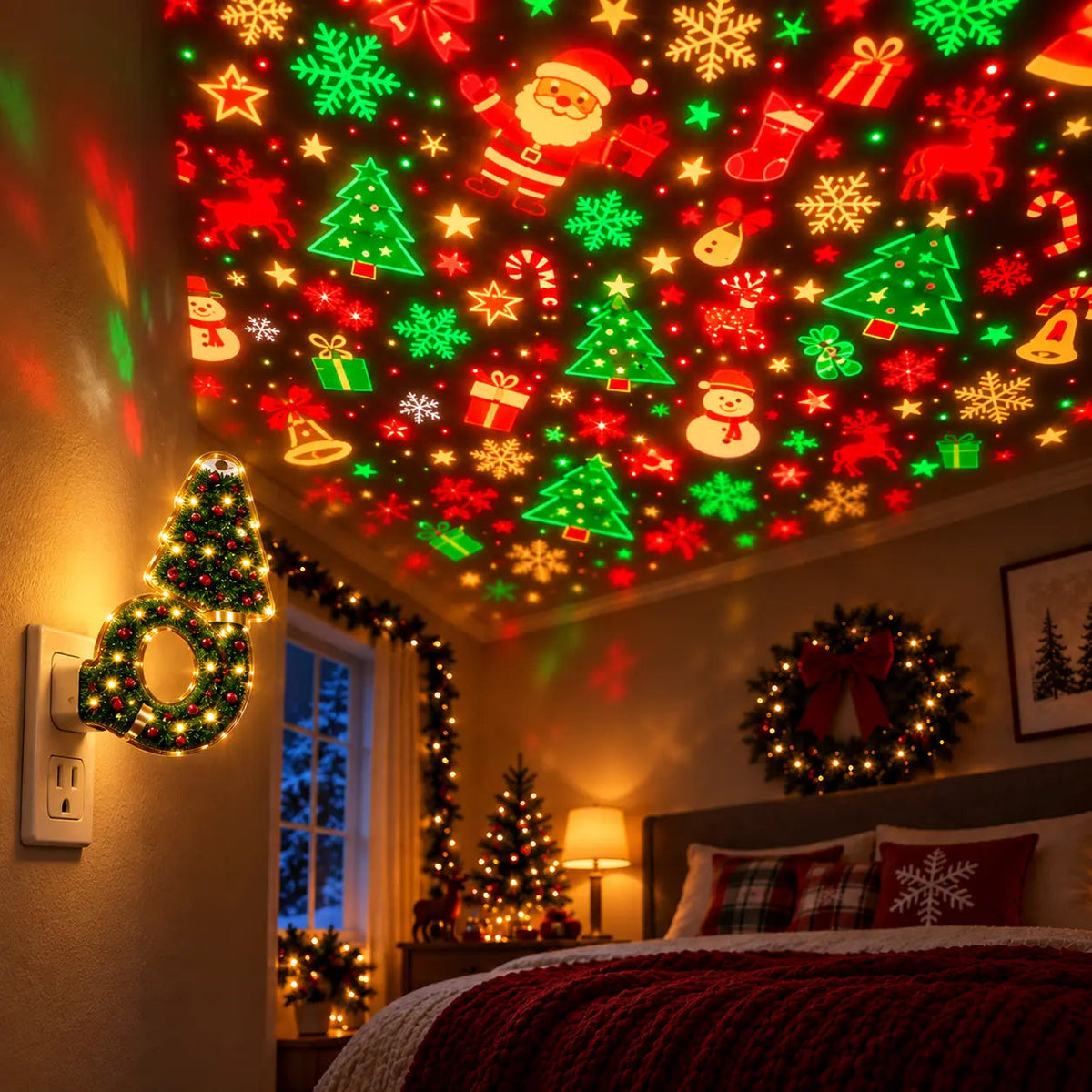USB Ceiling Projection Holiday Lights – Christmas or Halloween Lens Set Velumoza