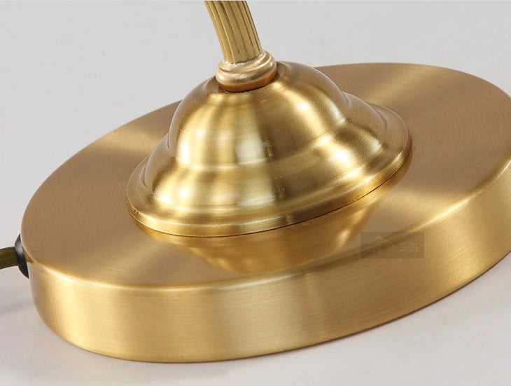 Vintage All-Copper Table Lamp with Glass Shade, 110V 5W Dimmable, E26 Bedside Lamp