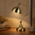 Vintage Bronze Gooseneck LED Desk Lamp with Adjustable Metal Shade & Remote Control